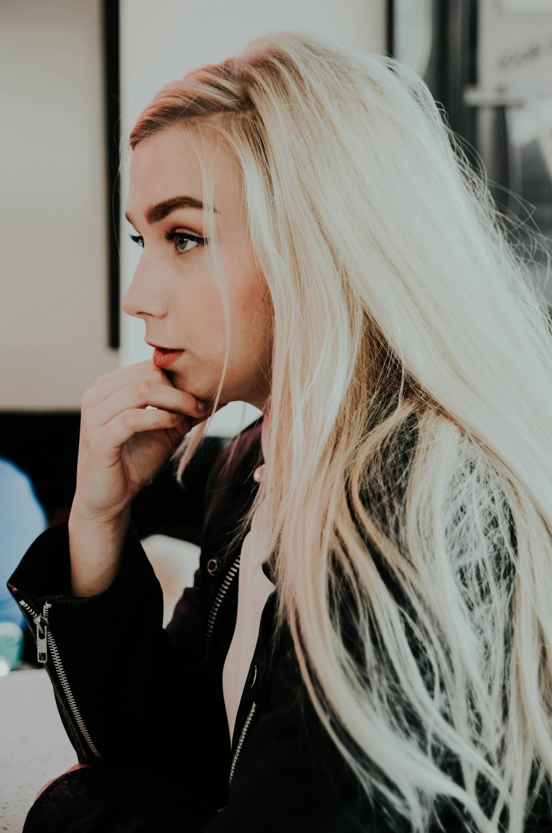 woman with platinum blonde hair
